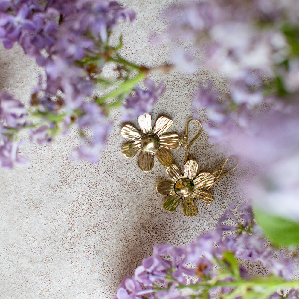 Ua Earrings - brass flower earrings