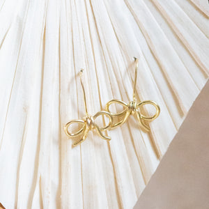 Utepe Brass Bow Dangling Earrings