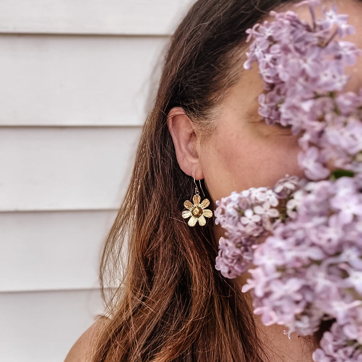 Ua Earrings - brass flower earrings