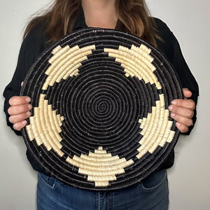 16" Black Star Handwoven Basket from Uganda