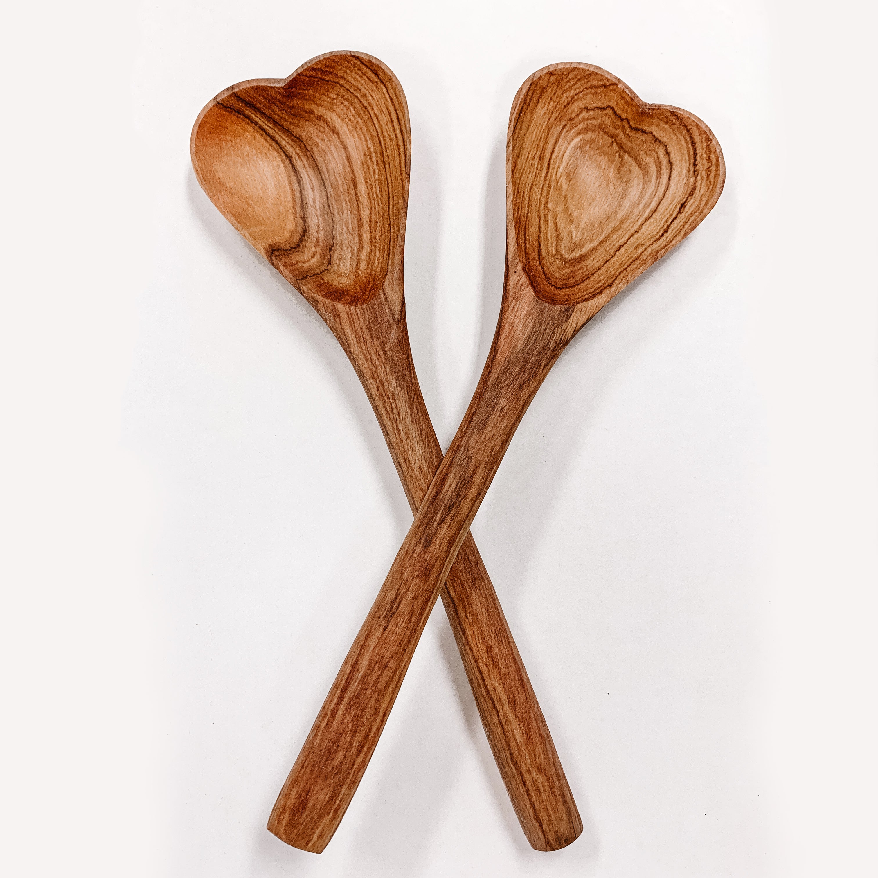 JustOne's large wooden spoon with heart scoop, handcrafted in Kenya